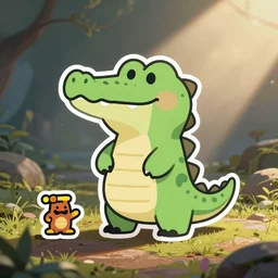 cute miss mascot crocorible crocorible krookodile food sticker art, cronobreaker, beeple game icon