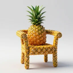 a chair made of pineapples, photorealistic