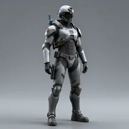 full body of a futuristic soldier with helmet and suit