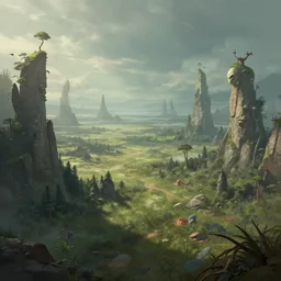 an alien landscape, by greg rutkowski, trending on artstation