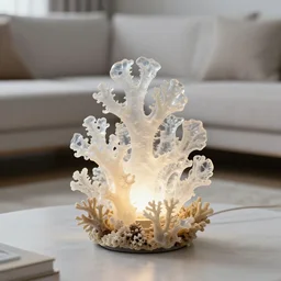 realistic product photo of a living room covered in shriveling dead semi - translucent iridescent coral reef, emitting aura, the lighter is designed by dieter rams, 1 9 6 0, life magazine photo, natural colors, metropolitan museum, kodak, 8 k, very detailed, high resolution, product photo,