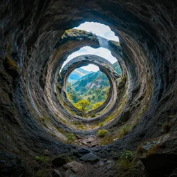 a psychedelic tunnel through the mountains