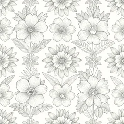 ornate decorative hawaiian pattern background, digital asset, line art, watercolour, pretty flowers, leaves, pbr, 8 k, kdp, perfect symmetry, in the style of cath kidston, emma bridgewater and paperchase