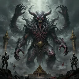 Invasion of cthulhu to Thailand by Greg Rutkowski. horror. surreal. digital art. trending on artstation. HD. 8K. highly detailed. good lighting. beautiful. epic. masterpiece.