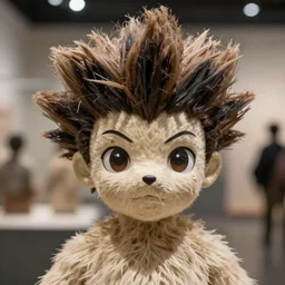 a taxidermized full body figure of hisoka, in a museum, hunter hunter, 8 5 mm lens, 7 0 mm entrance pupil diameter, close - up photograph, high detail, 4 k, soft focus, depth of field