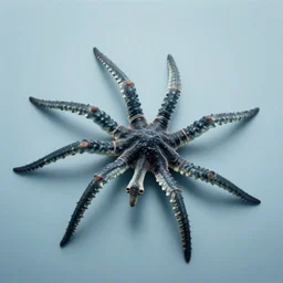 an exotic large sea creature with extensions, plain light blue background, mamiya, fine details, soft light, in the style of nick cave