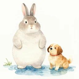 fat rabbit fat dog watercolor