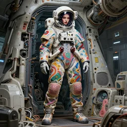 hyperrealistic portrait of a woman monster astronaut, full body portrait, well lit, intricate abstract. gucci style, being entered by machine, high fashion, intricate artwork, by tooth wu, wlop, beeple. in the style of jin kagetsu, by ruan jia and artgerm and range murata and wlop and ross tran and william - adolphe bouguereau and beeple. key art. fantasy illustration. award winning, artstation, intricate details, realistic, hyperdetailed, 8 k resolution.
