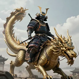 a godlike and indomitable helmeted and masked samurai riding an enormous dragon. Giant dragon. Badass pose. Photo realistic. Gregory Crewdson. Award winning. Golden ratio. Trending on cgsociety, octane render, Masterpiece, exquisite detail, post processing