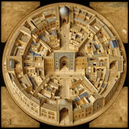 circular city baghdad at abbasid caliphate age by hieronymus bosch,