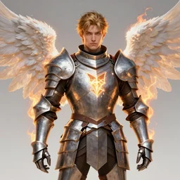 fantasy character portrait, bright armor male human knight with burning!!!!! + angel wings, ultra realistic, wide angle, intricate details, emerald artifacts, sharp focus, highly detailed by ( ( ( peter mohrbacher ) ) ), hajime sorayama, wayne barlowe, boris vallejo, aaron horkey, gaston bussiere, craig mullins