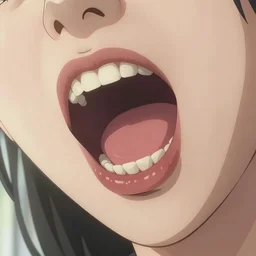 wide open wife mouth, close - up, defiant, light effect, hyper detailed, intricate, elegant, highly detailed, digital painting, artstation, concept art, matte, sharp focus, illustration, by dan mumford, yusuke murata, makoto shinkai, ross tran