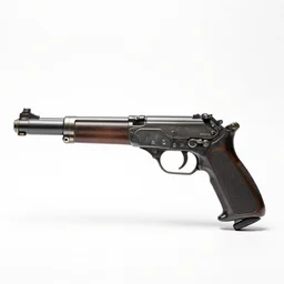 antique ray gun, studio product photography, isolated on a pure white background, centered, entire object in frame, sharp focus, soft studio lighting