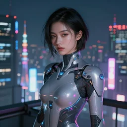 portrait futuristic Cyber Girl, in future cyberpunk tokyo rooftop , ssci-fi, fantasy, intricate, very very beautiful, elegant, neon light, highly detailed, digital painting, artstation, concept art, smooth, sharp focus, illustration, art by tian zi and WLOP and alphonse mucha