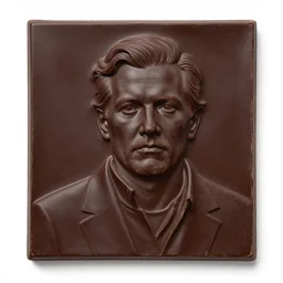 dark chocolate relief that looks like till lindemann, dark chocolate painting, till lindemann made of chocolate relief