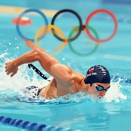 concept art of swimming olympian, vector art, by cristiano siqueira, brush hard, highly detailed, artstation, high quality