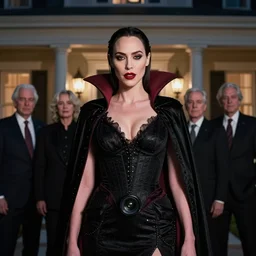 gal gadot posing as a vampire at night in front of a house, zeiss lens, detailed, symmetrical, centered, fashion photoshoot, by annie leibovitz and steve mccurry, david lazar, jimmy nelsson, breathtaking, 8 k resolution, extremely detailed, beautiful, establishing shot, artistic, hyperrealistic, beautiful face, octane render