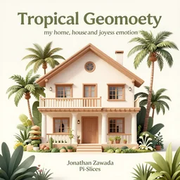 album cover design tropical geometry, my home, house and joyess emotion, by Jonathan Zawada, Pi-Slices and Kidmograph, colorful digital art