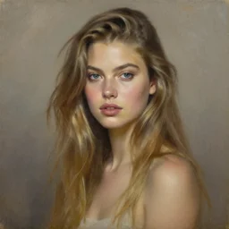 a beautiful oil painting of Doutzen Kroes