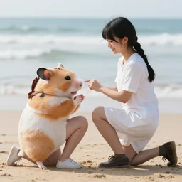 hamster proposing to his girlfriend on the beach, wedding proposal, emotional