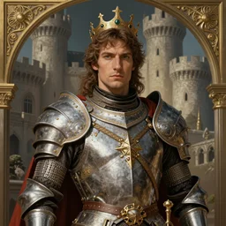 Fantasy style portrait of a male paladin, castle setting, intricate, elegant, highly detailed, matte, sharp focus, illustration, art by Donato Giancola and Bayard Wu, gustav moreau, goward, wayne barlowe