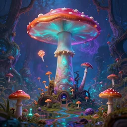 dmt realm, lsd trip, psilocybin, mushrooms, psychedelic adventure digital art