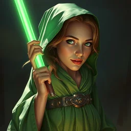 portrait of alison brie as a beautiful wizard wearing a satin green robe and metal belt, photorealistic, highly detailed, mysterious lighting, artstation, smooth, sharp focus, art by michael whelan, artgerm, greg rutkowski and luis royo