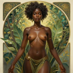 african goddess of nature, accurate anatomy, only two hands, highly detailed, digital painting, artstation, concept art, smooth, sharp focus, illustration, Unreal Engine 5, 8K, art by Ross Tran and greg rutkowski and alphonse Mucha