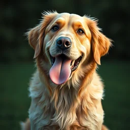 a cute dog with his tongue sticking out, golden retriever octane render 8 k uhd