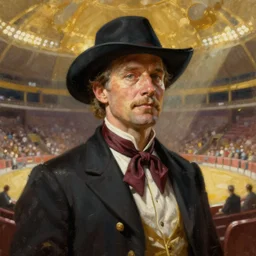 greg manchess oil matte portrait painting, town crier in an arena, fantasy, wonderful masterpiece highly detailed, scifi, beautiful cinematic light deep focus, elegant, digital painting, smooth, sharp focus, golden ratio, dramatic illumination, ultra realistic, 4 k, art by greg rutkowski wlop rossdraws