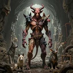 full body concept art of a demonic devil with various mismatched animalistic features standing in a tunnel in the style of zdzisław beksinski in the style of h. r. giger trending on artstation deviantart pinterest furaffinity detailed realistic hd 8 k high resolution
