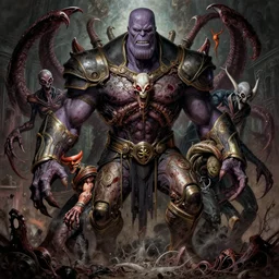 the platonic ideal of zerg of cletus kasady ultimate carnage thanos dementor doctor manhattan chtulu nazgul, detailed, intricate, hyperrealism, intense, scary, decay, dmt, art by brock hofer and artgerm and greg rutkowski and alphonse mucha