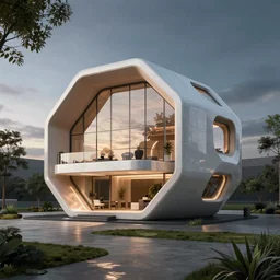 Futuristic house with parametric architecture, octane render, cinematic lighting