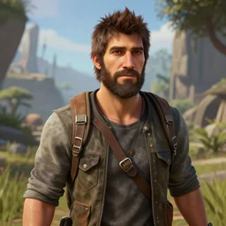 a screenshot of bruce campbell in uncharted 4. 3 d rendering. unreal engine. amazing likeness. very detailed. cartoon caricature