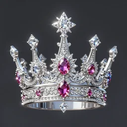 a beautiful photorealistic queen's crown design made of platinum glowing in sparkles with heavenly notes neo rococo, diamond and ruby, highly detailed sailor moon aesthetic, fantasy, intricate, elegant, highly detailed, digital painting, artstation, concept art, matte, sharp focus, illustration, in the style of aetherpunk, 8 k