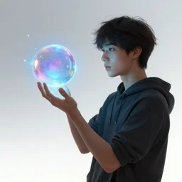 guy who loves orbs a little too much, artstation, 4 k, unreal