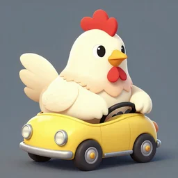 individual character design art, giant chicken alien character driving a tiny clown car, by shigeto koyama and yusuke kozaki and joji morikawa and frank frazetta and kim jung gi, no more heroes concept art