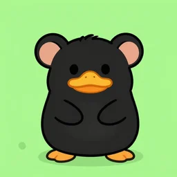 character design of cute mole with black body and orange duck bill, cartoon style ，