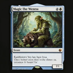 magic the gathering card with art of a druid elf during transformation in a bear