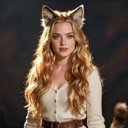 Full body portrait of Rachel McAdams as a catgirl, concept art, cinematic, vibrant