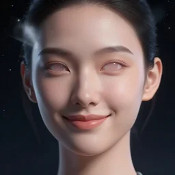 sci - fi, close - up, 3 d, moon rays, night, smiling fashion model face, cinematic, clouds, sun rays, vogue cover style, poster art, blue mood, realistic painting, intricate oil painting, high detail illustration, figurative art, multiple exposure, poster art, 3 d, by tooth wu and wlop and beeple and greg rutkowski