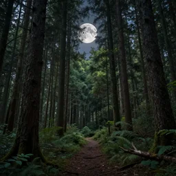 contemporary book cover of a forest with moon, realistic concept, unsplash photography, shutterstock, getty images, highly detailed digital art, artstation