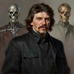 joseph stalin as t - 8 0 0 terminator, highly detailed, digital painting, artstation, concept art, matte, sharp focus, illustration, art by artgerm and greg rutkowski and alphonse mucha