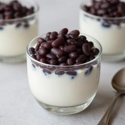 dslr food photograph of black bean yogurt parfait, 8 5 mm f 1. 8