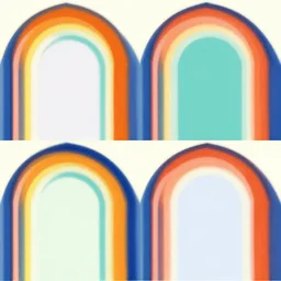 seamless pattern of large colorful 4 arches in escher style horizontal multilayers minimalism antistyle