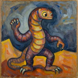 the worm monster from dune in the style of a picasso painting