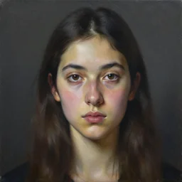 portrait of a young woman. oilpainting by pere borrell del caso, hyper realistic, high contrast, sharp focus, very detailed