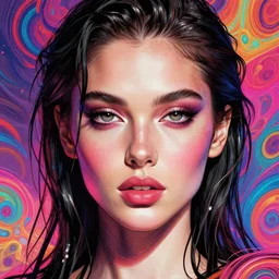 an extremely photorealistic portrait of female model, absurdly beautiful, gorgeous, elegant, close up on face, wet, an ultrafine hyperdetailed illustration by irakli nadar, loish, intricate linework, bright colors, unreal engine 5 highly rendered, global illumination, radiant light, neon and detailed dreamlike environment