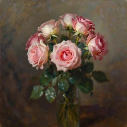 oil paintong by frans mortelmans, roses in cinematic light, shadows, dramatic and very very very very beautiful masterpiece