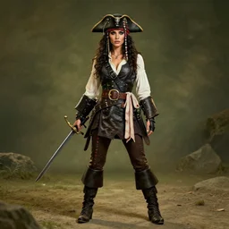 full body photo of a female pirate warrior